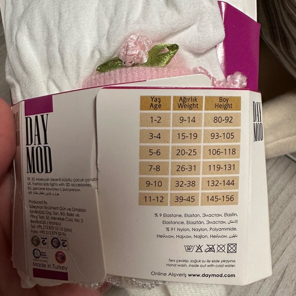 DayMod White Nylon Tights with Adorable Doll Detail. Size 5-6yrs. NWT - Picture 3 of 4